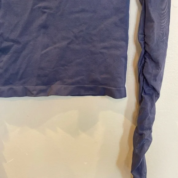 Intimately Free People Top Mesh Sheer Sleeves Medium Large Gray - Picture 3 of 5